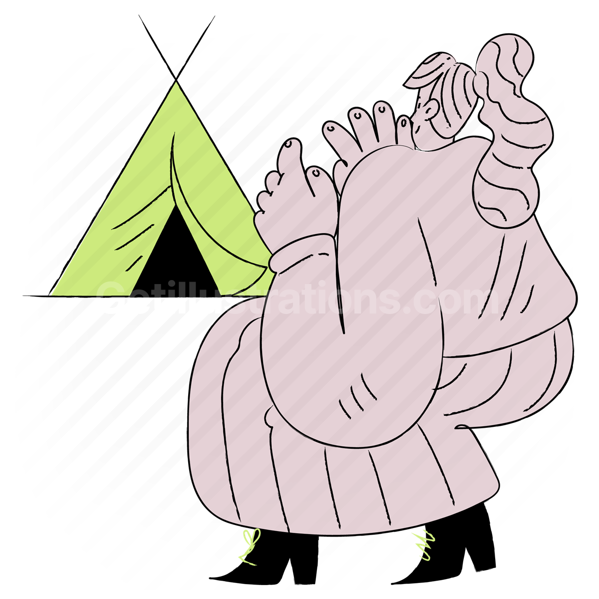 camp, camping, tent, outdoors, accommodation, woman, people